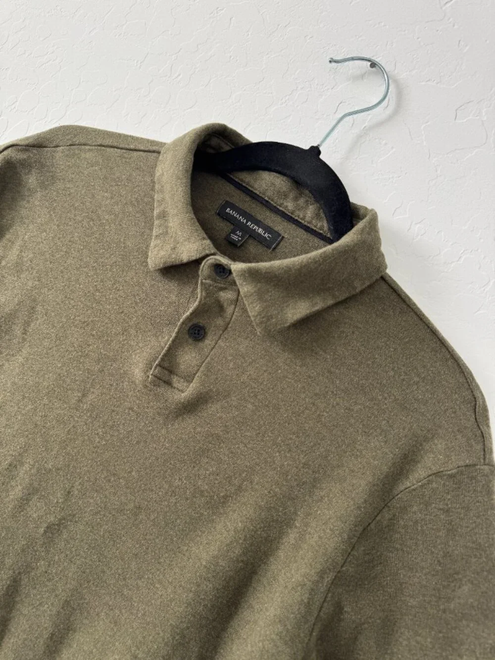 Banana Republic Polo Shirt Mens Medium Olive Green 100% Cotton Short Sleeve BR